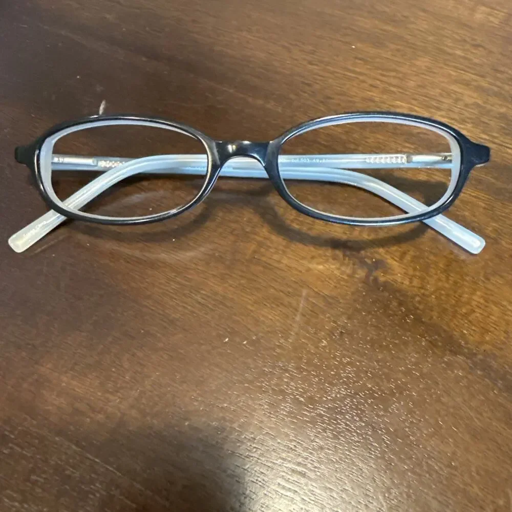Celine Eyeglasses Frame Col.503 Women's Black Gray Plastic Oval Full Rim 49-135